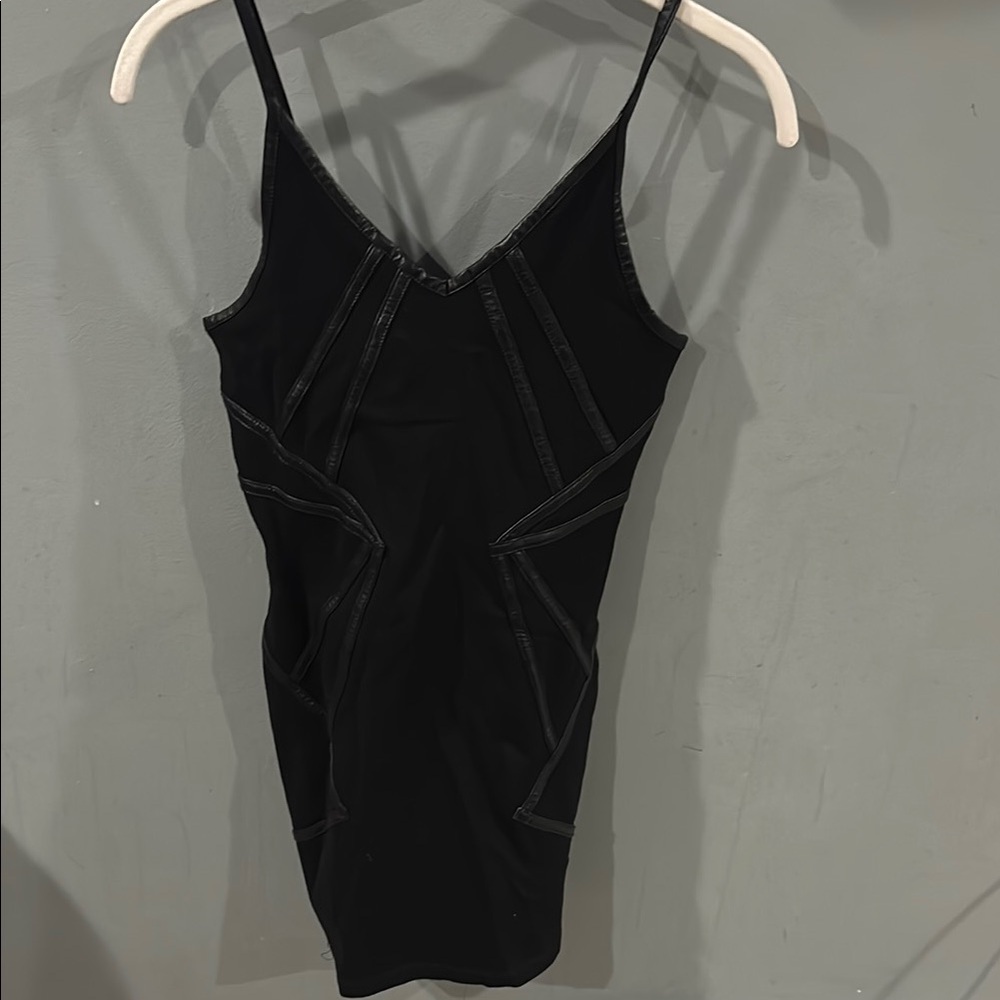 Chic Black V-Neck Dress with Strappy Details